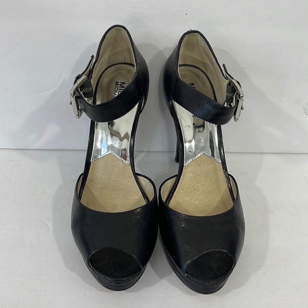 Michael Michael Kors Black Leather Prep Toe Platform Mary Jane Heels Sz 9